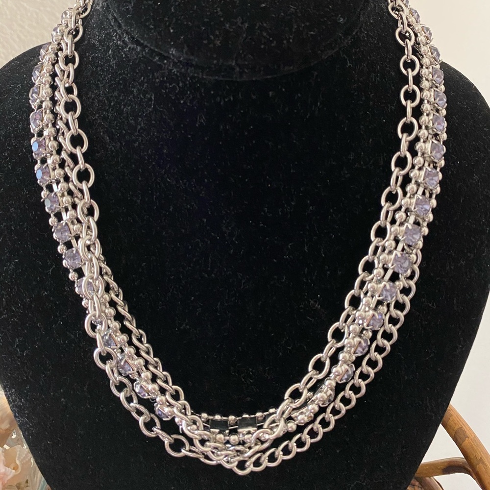 Nordstrom Silver Rhinestone Statement Necklace - image 4